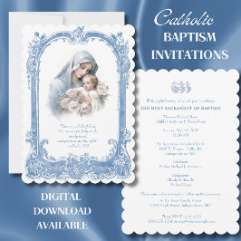 Katolisk baptism - Christening Mary Jesus Inbjudningar