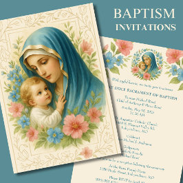Katolisk baptism - Christening Mary Jesus Inbjudningar