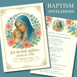 Katolisk baptism - Christening Mary Jesus Inbjudningar