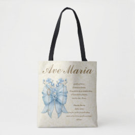 Katolisk Blated Mor Heliga Rosary Blue Blommigt Tygkasse