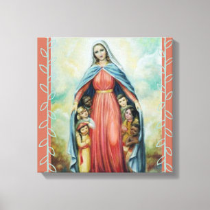 Katolisk Blated Virgin Mary med barn Canvastryck