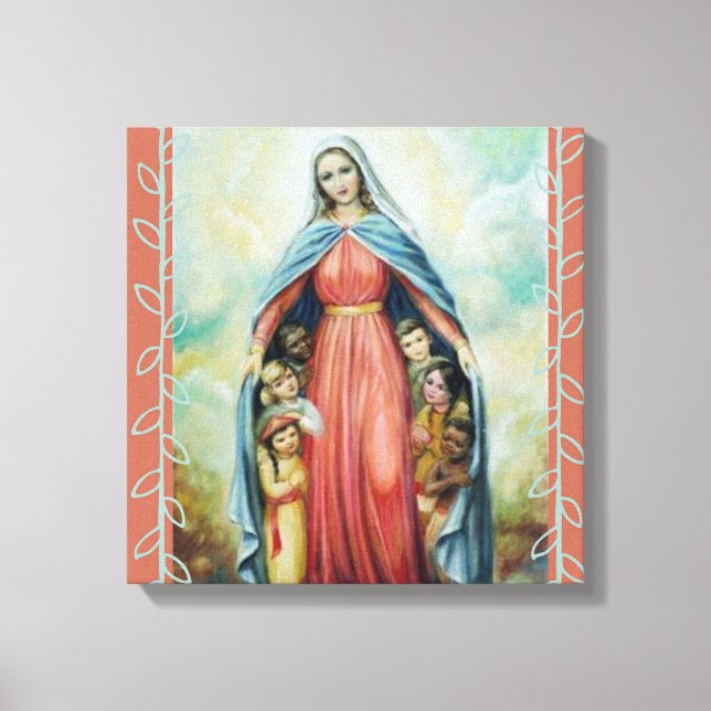 Katolisk Blated Virgin Mary med barn Canvastryck (Framsida)