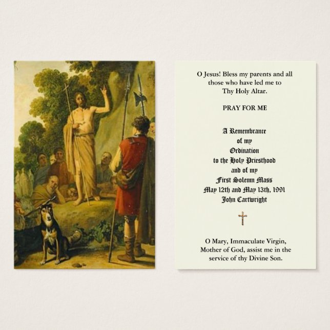 KATOLISK PRIESTERING - ÅRSDRIFTSKORT FÖR HELIGA VISITKORT (Framsida & baksida)