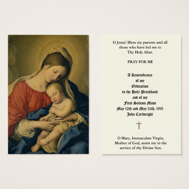 KATOLISK PRIESTERING - ÅRSDRIFTSKORT FÖR HELIGA VISITKORT (Framsida & baksida)