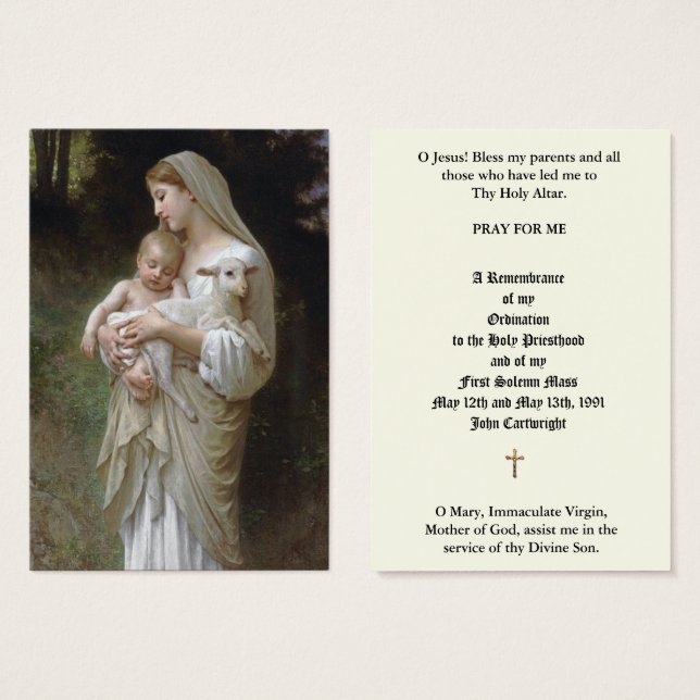 KATOLISK PRIESTERING - ÅRSDRIFTSKORT FÖR HELIGA VISITKORT (Framsida & baksida)