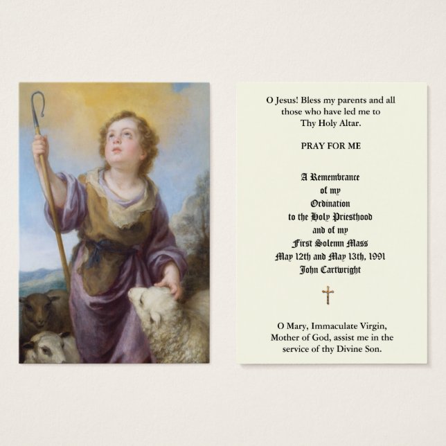 KATOLISK PRIESTERING - ÅRSDRIFTSKORT FÖR HELIGA VISITKORT (Framsida & baksida)