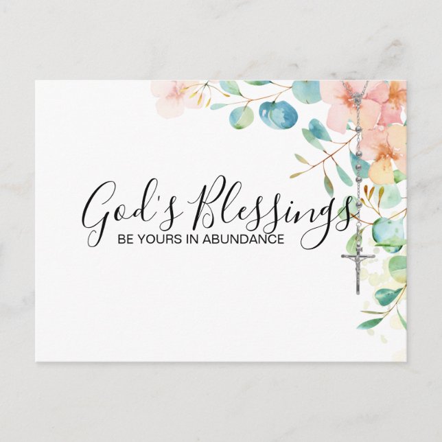 Katolisk Rosary Eucalyptus Religiösa Blommigt Peac Vykort (Framsida)