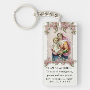 Katoliskt ID Virgin Mary Baby Jesus Rosa ros