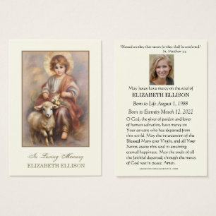 Katoliskt Jesus Bra Shepherd Funeral Prayer-kort Visitkort