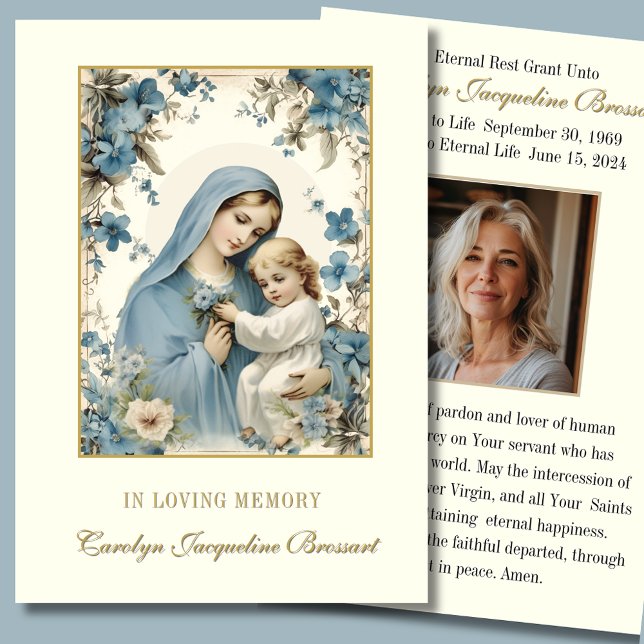 Katoliskt Mary Funeral Memorial Prayer-kort OSA Kort (Skapare uppladdad)
