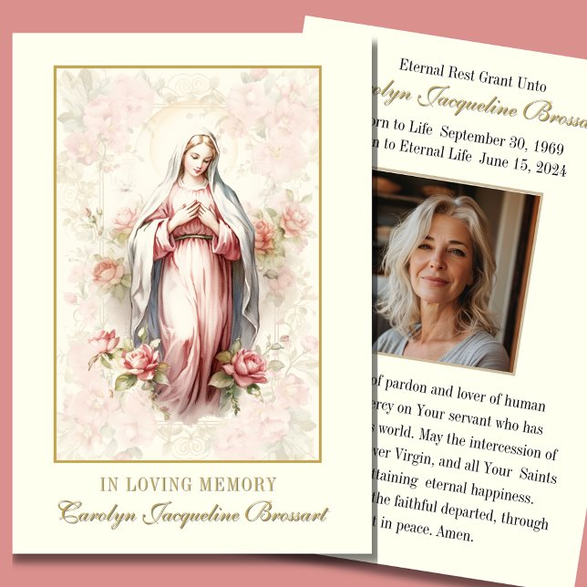 Katoliskt Mary Funeral Memorial Prayer-kort OSA Kort (Skapare uppladdad)