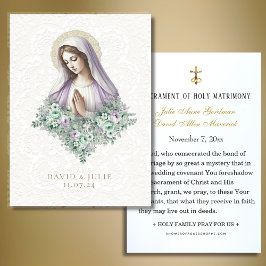 Katoliskt Mary lavender Blommigt Bröllop Prayer-ko Visitkort