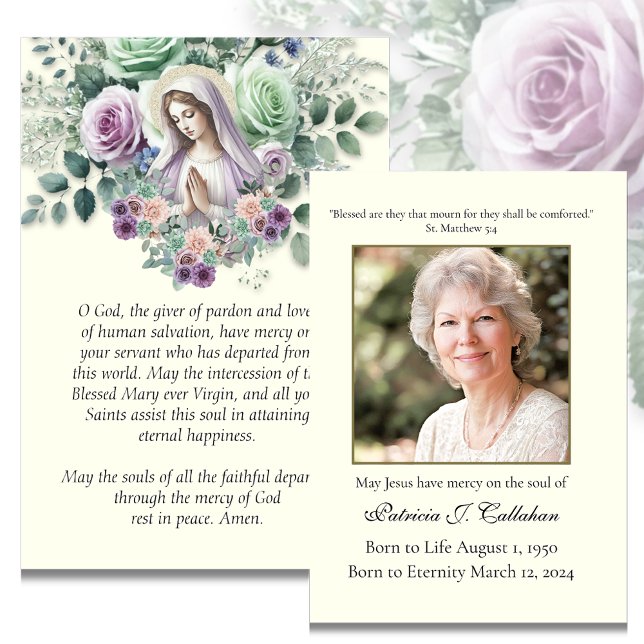 Katoliskt Mor Mary Funeral Memorial Prayer Card Visitkort (Skapare uppladdad)