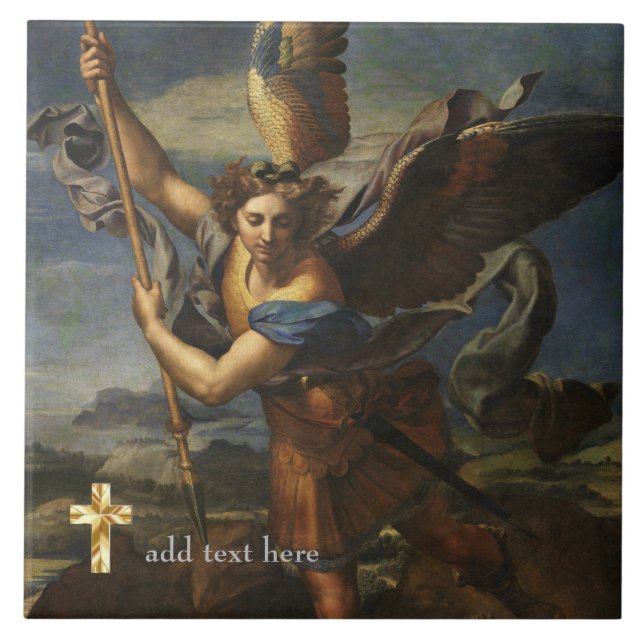 Katoliskt Saint Michael, Archangel Add Verse Kakelplatta (Framsidan)