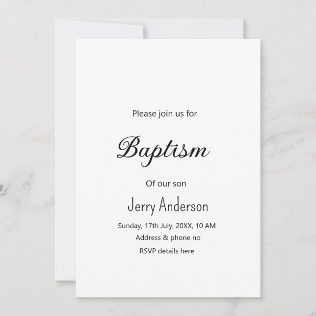 Katolsk baptism barn modern enkel QR minimal Inbjudningar (Framsida)