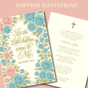 Katolsk baptism Blommigt Mary & Jesus Scripture Inbjudningar