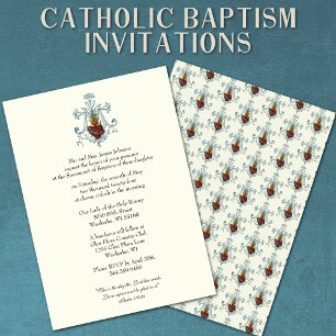 Katolsk baptism Immaculate Heart Mary Symbol Inbjudningar