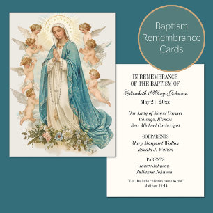Katolsk baptism Religiösan Mor Mary och Änglar Placeringskort