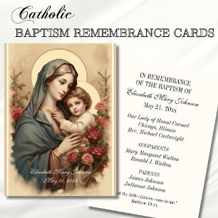 Katolsk baptism Religiösan Mor Mary och Jesus Placeringskort