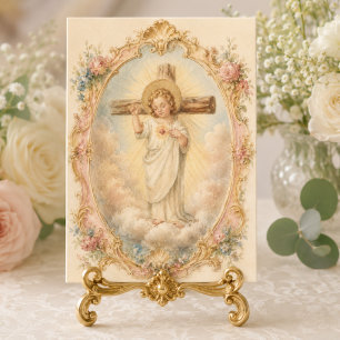 Katolsk Barn Jesus Religiöst Tack Kort