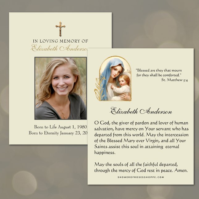 Katolsk begraver Mary Jesus Religiösa Prayer Meddelande (Remember your loved ones in prayer.)