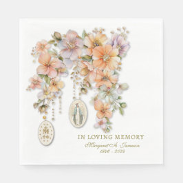 Katolsk begravning Blommigt Mary Memorial Pappersservett