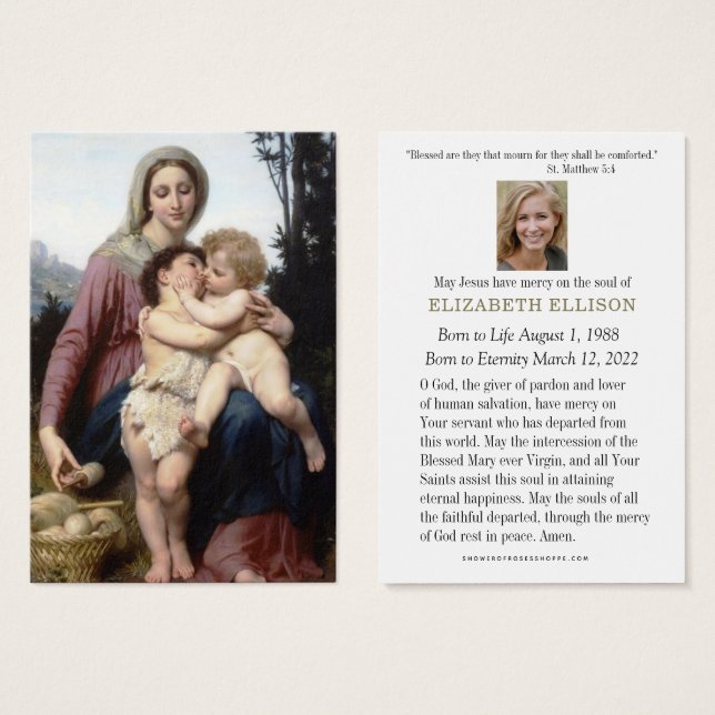 Katolsk begravning, Jesus Mary Visitkort (Framsida & baksida)