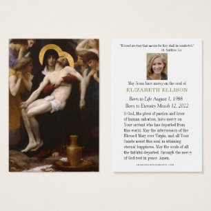 Katolsk begravning Memorial Jesus Mary Pieta Visitkort