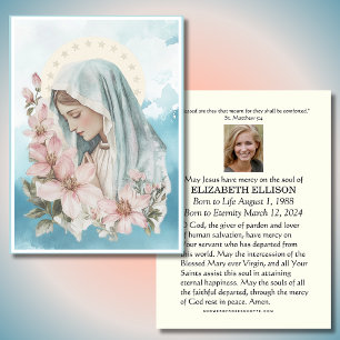 Katolsk begravning, Prayer Mary Blue Placeringskort