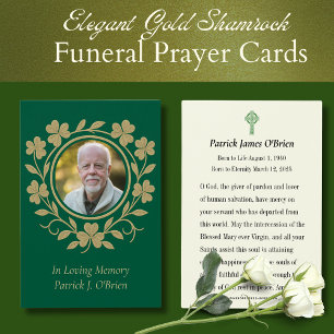 Katolsk begravning Prayer Memorial Shamrocks Irish Visitkort