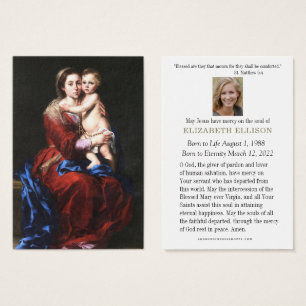 Katolsk begravning Prorial Prayer Mary Rosary Visitkort