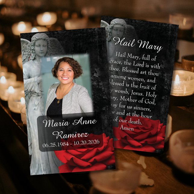 Katolsk begravningsbönkort visitkort (Honor a loved one's faith with a beautiful personalized Catholic prayer card.)