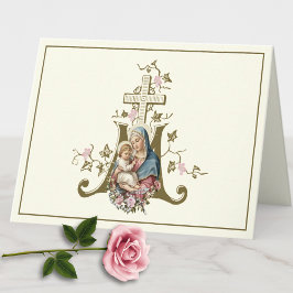 Katolsk blankt Mor Jesus Blommigt Marian Kor Helgkort