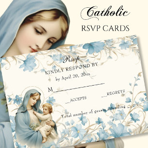 Katolsk Blommigt Blsed Mary Blue Blommigt OSA Kort
