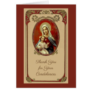 Katolsk Blsed Virgin Mary Condolence Tack Hälsningskort