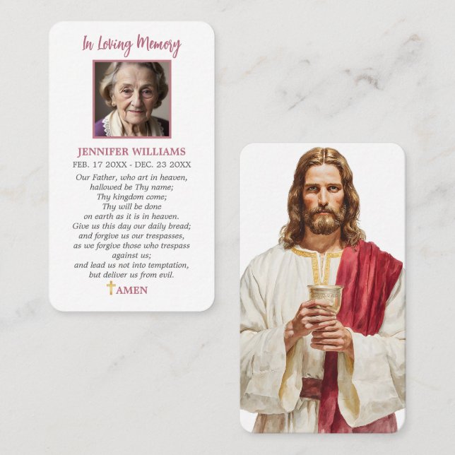 Katolsk Bönkort Jesus Vår Fader Bön Visitkort (Fram/baksida)