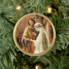 Katolsk Bride & Groom Mary St. Joseph Guld Julgransprydnad Keramik