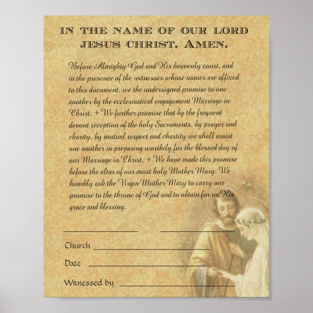Katolsk Bröllop Förlovning Betrothal Promise Poster (Framsidan)