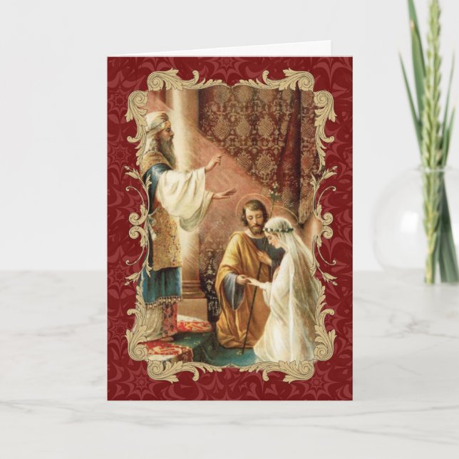 Katolsk Bröllop Guld Marin Bröllop Inbjudan (Framsida)