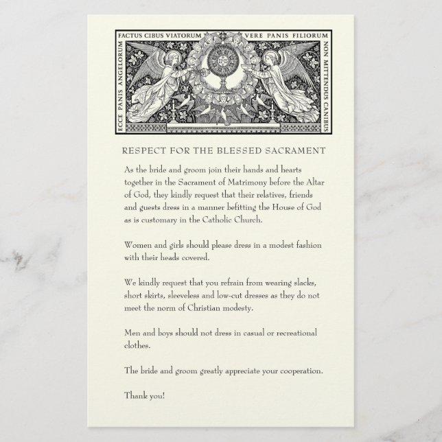 Katolsk Bröllop Modest Church Attire for Guests  Brevpapper (Framsida)