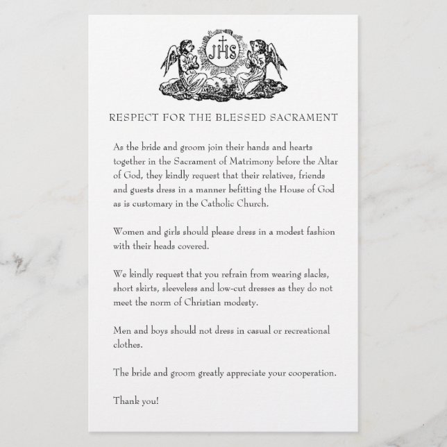 Katolsk Bröllop Modest Church Attire for Guests S Brevpapper (Framsida)