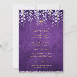 Katolsk Bröllop Nuptial Mass Lila Wisteria Inbjudningar