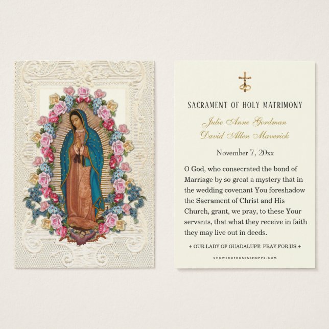 Katolsk bröllopsbön Guadalupe Visitkort (Framsida & baksida)