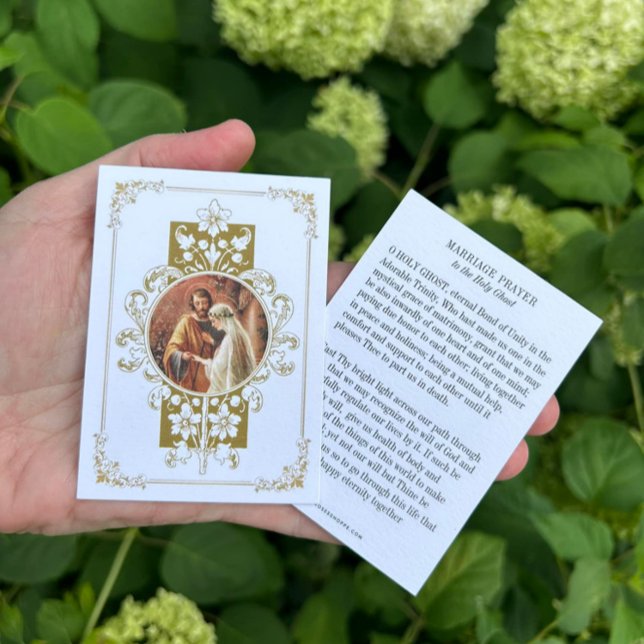 Katolsk bröllopsbön Guld  Placeringskort (Beautiful traditional Catholic Marriage prayer to the Holy Ghost)