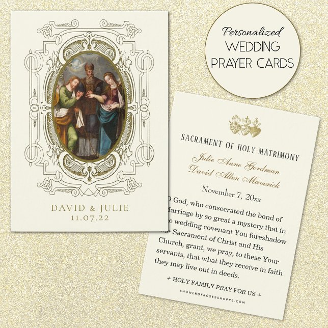 Katolsk bröllopsbön Heligt kort Förlovning (Personalized Catholic Wedding Prayer Cards)