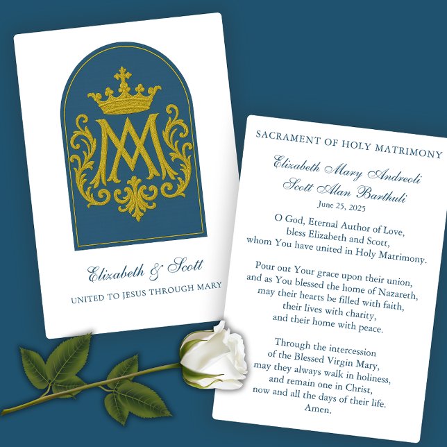 Katolsk bröllopsbön Marian Blue Visitkort (Skapare uppladdad)