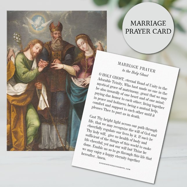 Katolsk bröllopsbön till Helig Ande (Anden)  Visitkort (Traditional Catholic Marriage Prayer Card to the Holy Ghost)