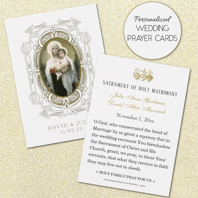 Katolsk bröllopsbönkort med Jungfru Jesus Visitkort (Personalized Catholic Wedding Prayer Cards)