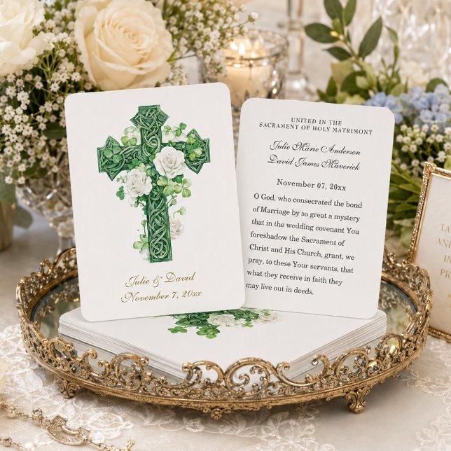 Katolsk bröllopsfavorit Irländskt Kors Holy Card Visitkort (Skapare uppladdad)