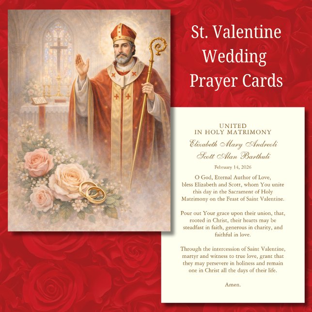 Katolsk bröllopskort med St. Valentins böneord Visitkort (Skapare uppladdad)
